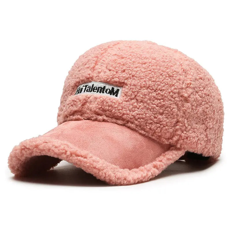 Autumn Winter Color Matching Fashion All-match Plush Warm Peaked Cap hercurva