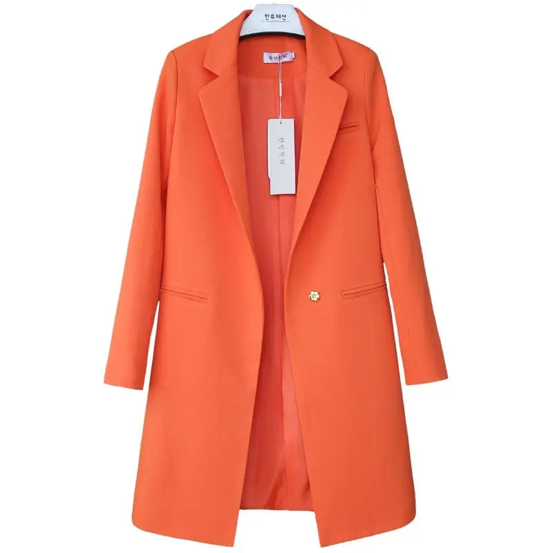 Mid-length Suit Spring Women's Long Sleeve Plus Size Nylon Slimming Versatile Straight Style hercurva