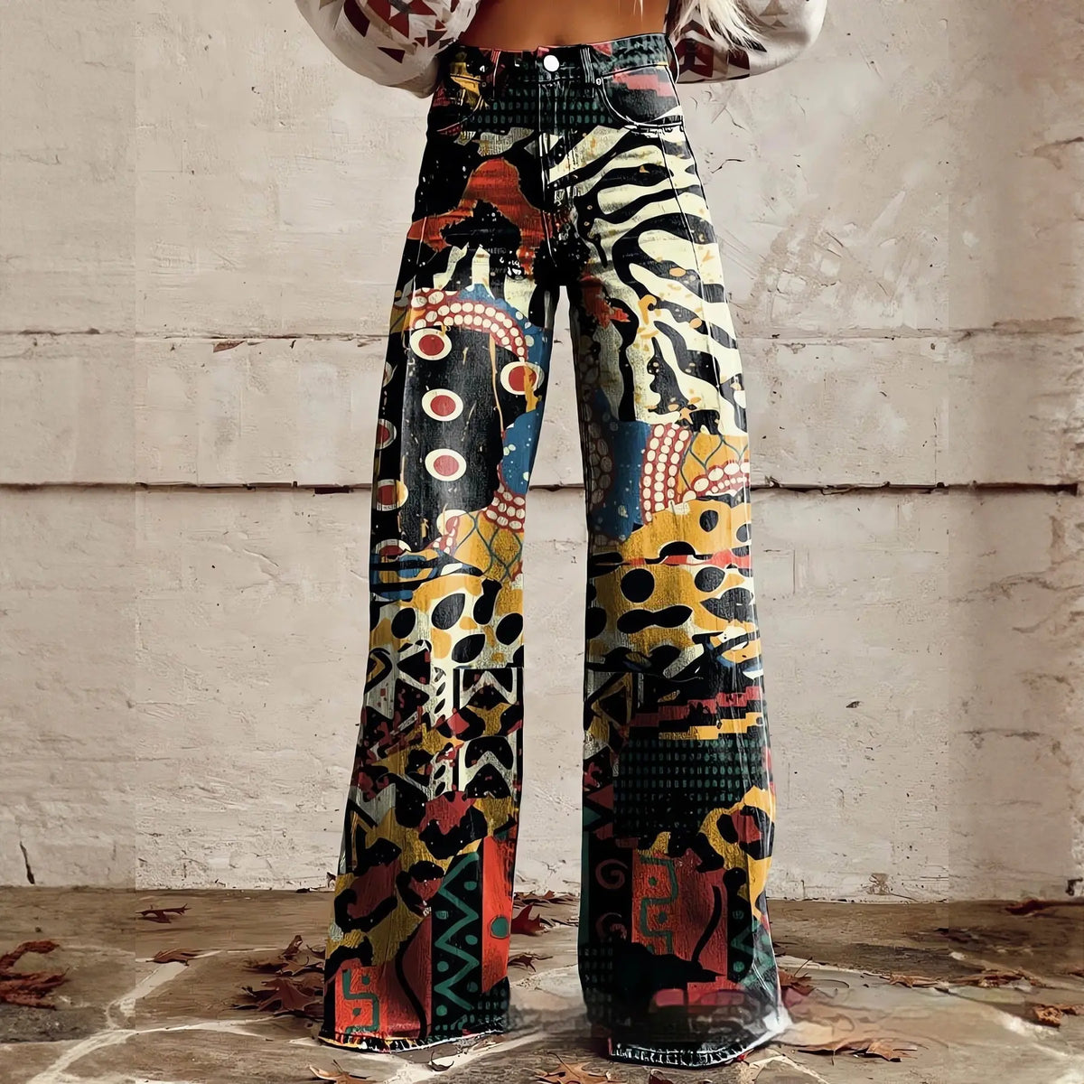 Foreign Trade Plus Size Women's Casual Pants Thin Imitation Jeans Wide Leg hercurva