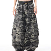 Retro Camouflage Wide-leg Overalls Women's Loose Casual Pants hercurva