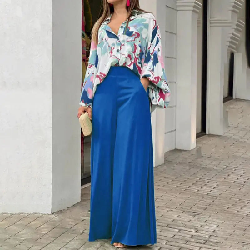 Fashionable Printed Wide-leg Pants hercurva