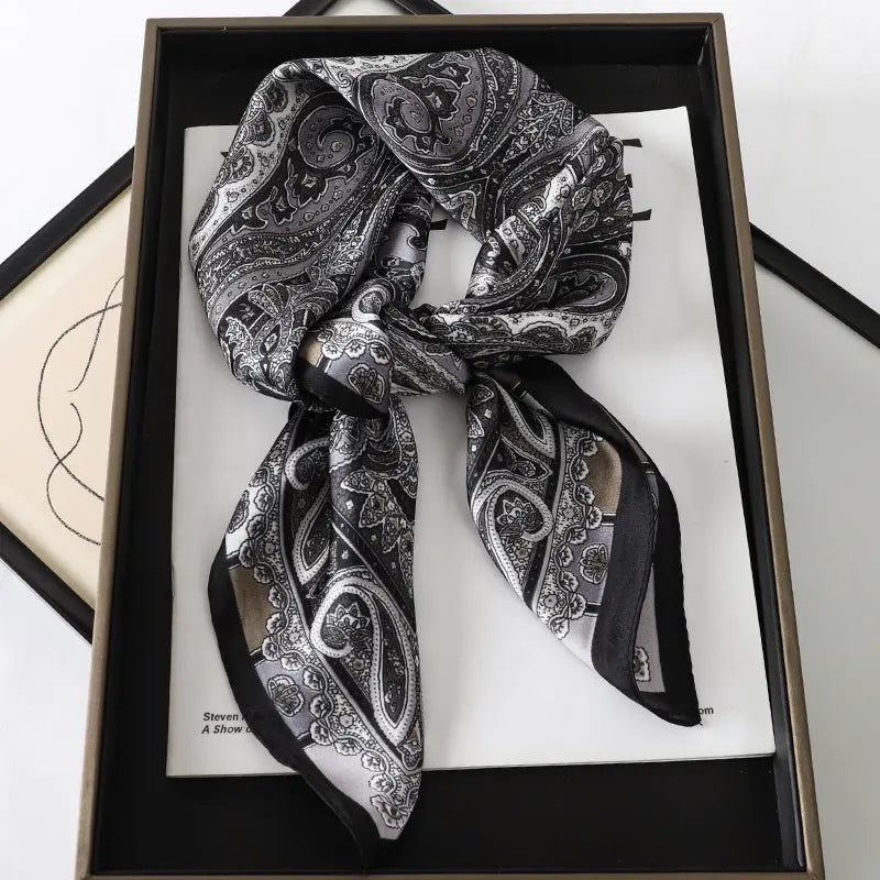 Artificial Silk Striped High-grade Korean Style Stylish Beach Arm Bag Silk Scarf hercurva