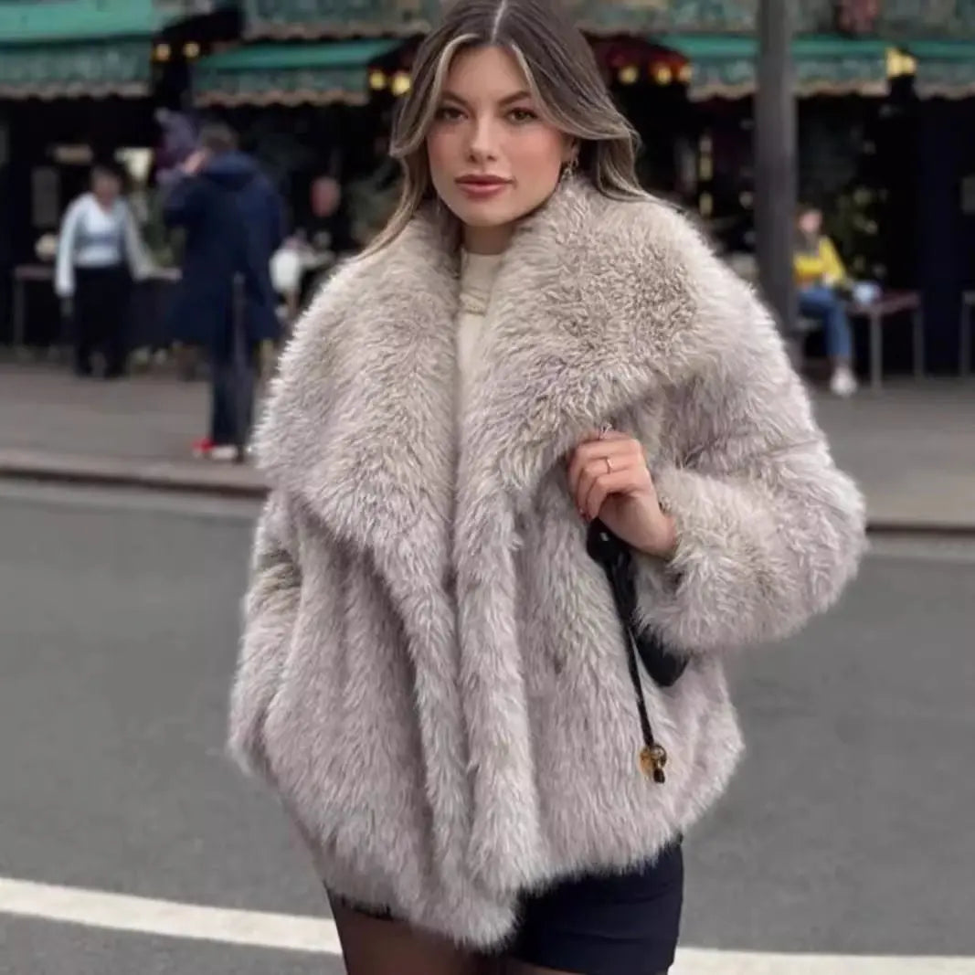 Faux Fur Coat Female Short Chic hercurva