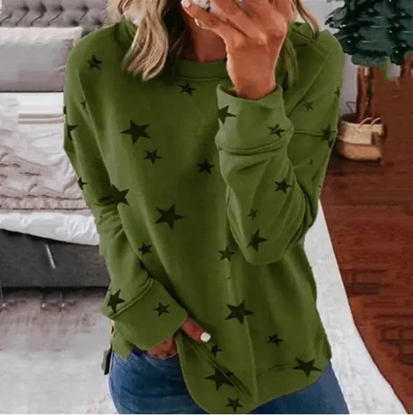 Star print stitching T-shirt fashion top women hercurva