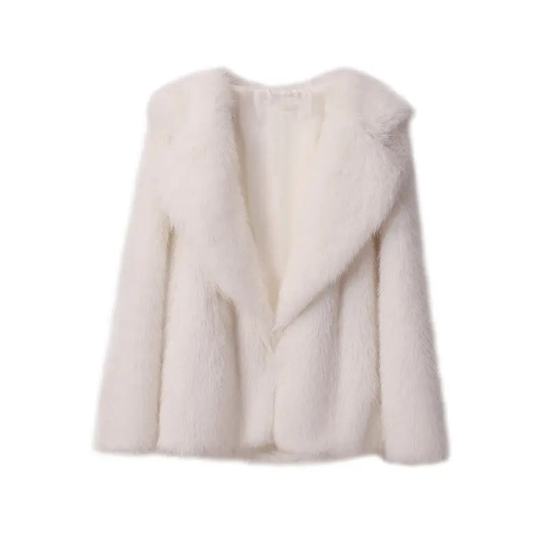 Lapel Leather Fur Coat Women's Artificial Wool Clip Coat hercurva