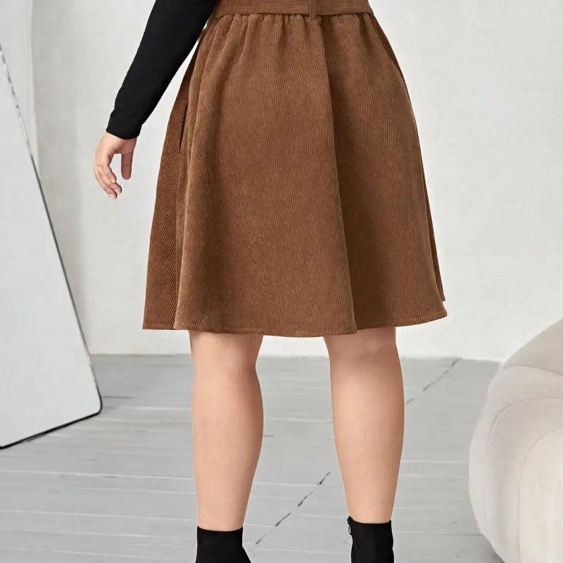 Women's Polyester Umbrella Skirt Retro Slimming High Waist Casual hercurva