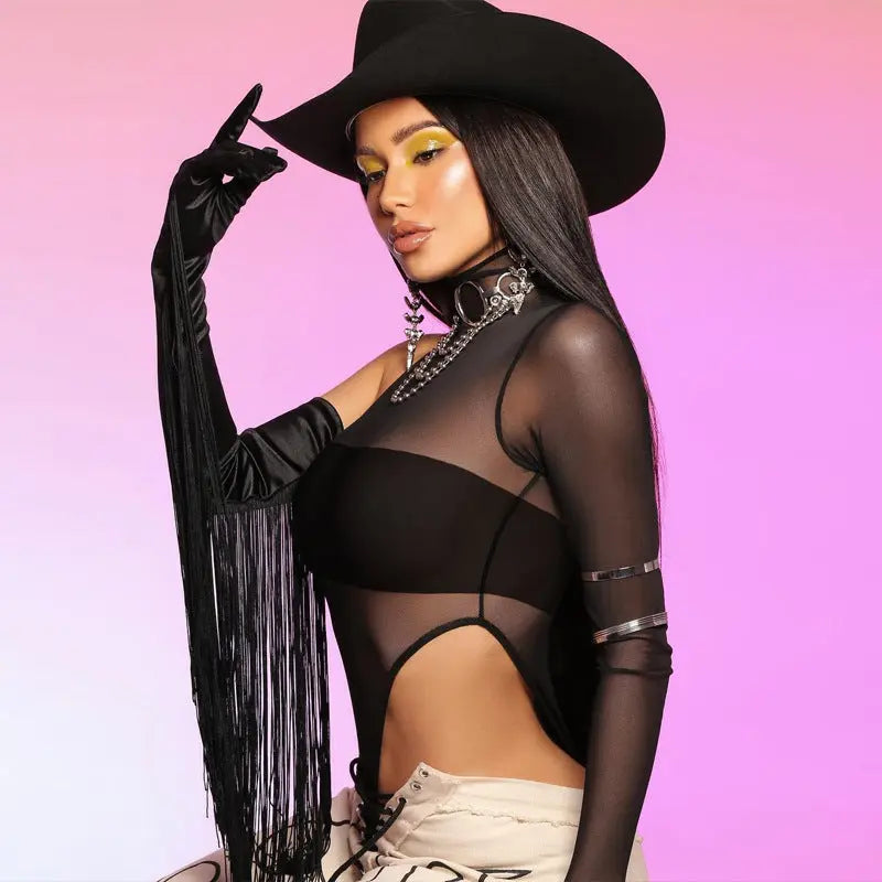 High neck mesh breathable bodysuit hercurva
