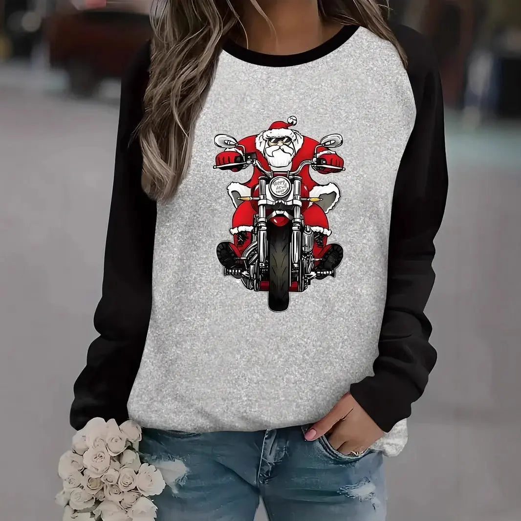 Christmas European And American Women Printed Crew Neck Sweatshirt hercurva