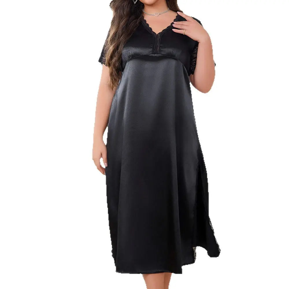 Sexy Slit Nightdress For Women Summer Amazon Fashion New Arrival Ice Silk Pajamas Loungewear hercurva