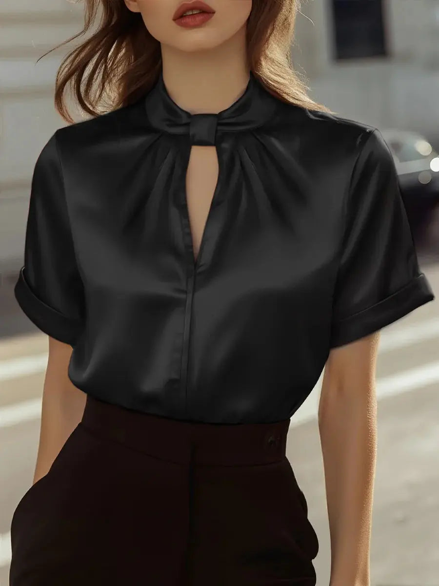 Women's Satin Short-sleeve Top Shirt hercurva