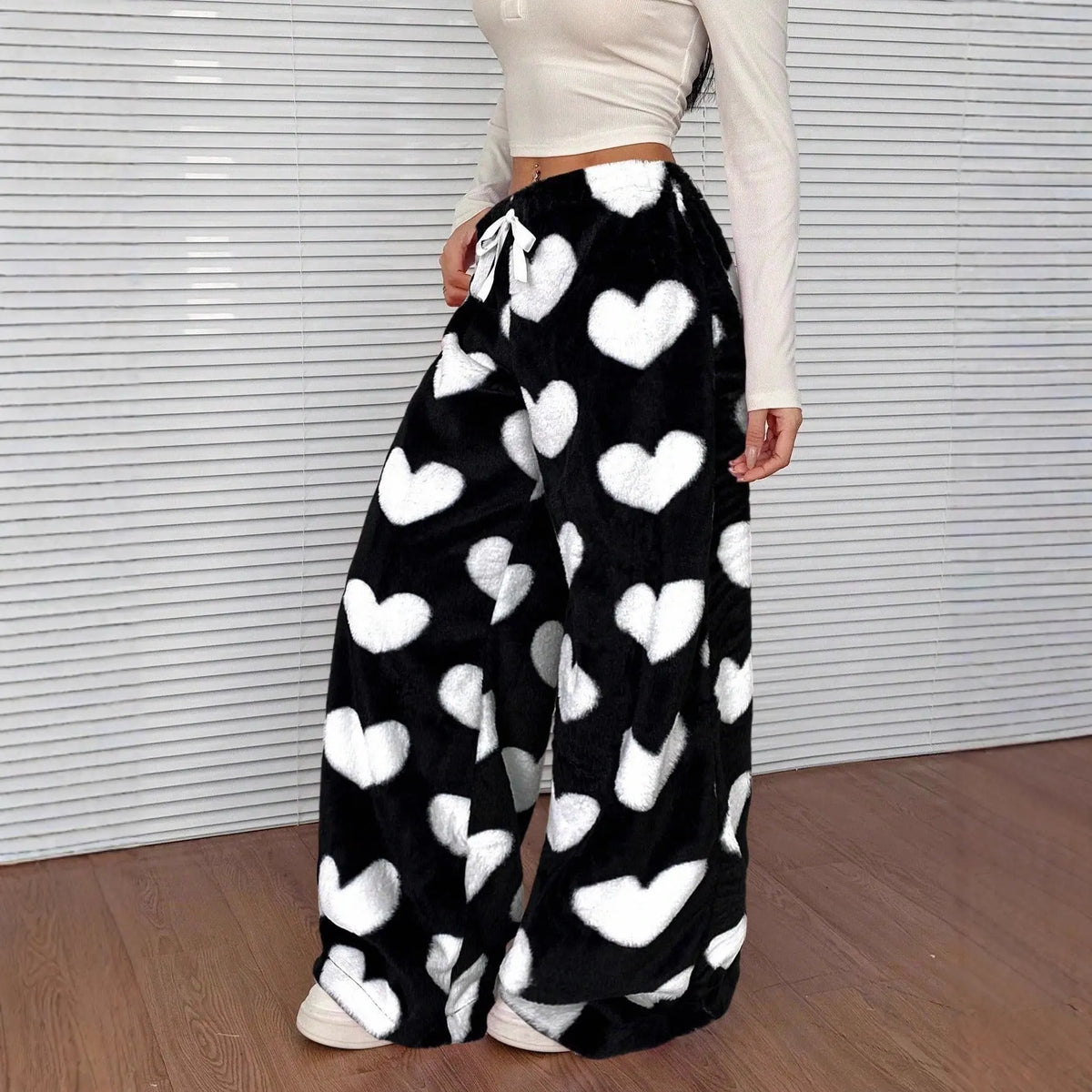 New Casual Leopard Print Lace-up Wide-leg Pants hercurva