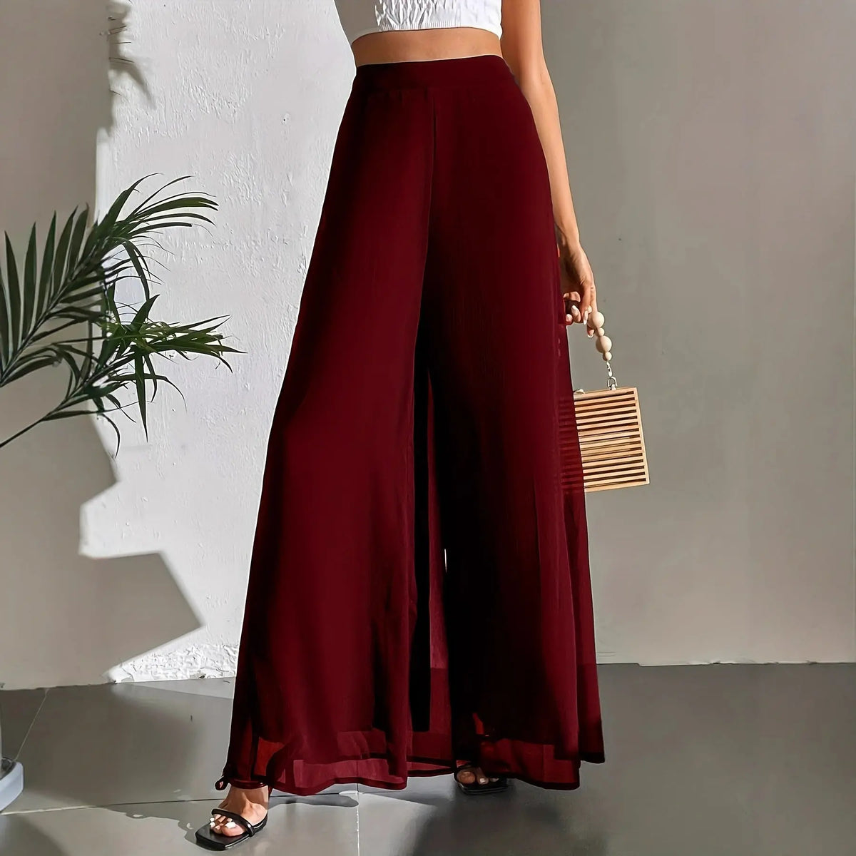 Casual Chiffon Wide-leg Pants Loose Trousers hercurva
