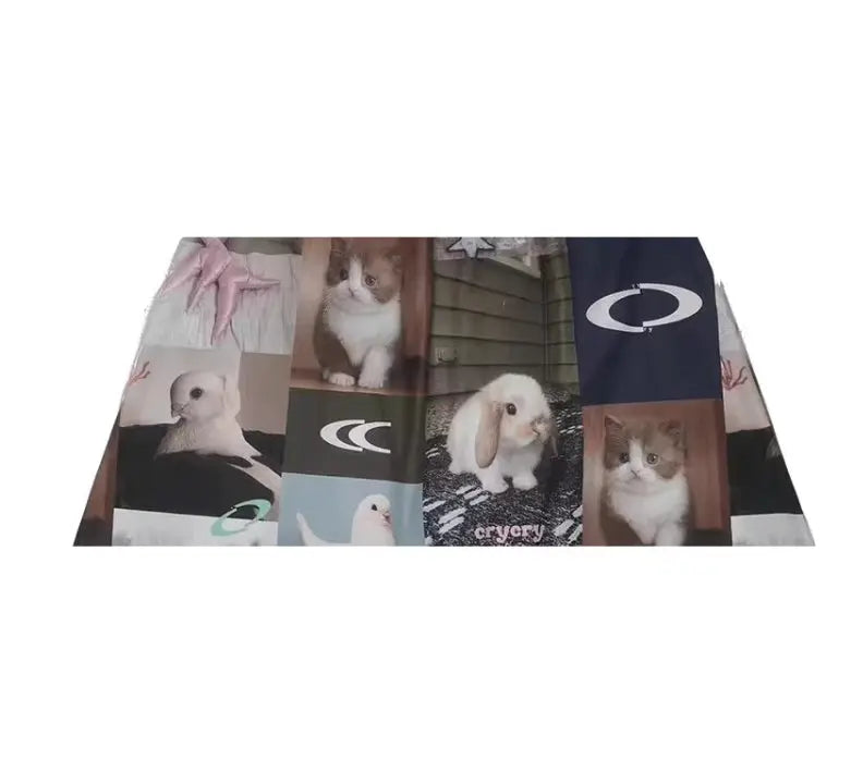 Rabbit Cat Printed Cute A Pendulum Length Skirt hercurva