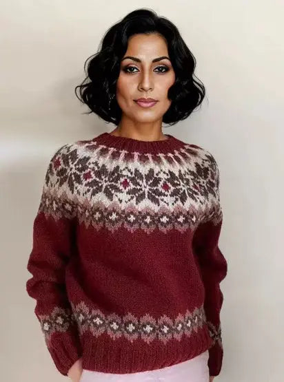 Women's Printed Wear Crew Neck Casual Sweater hercurva