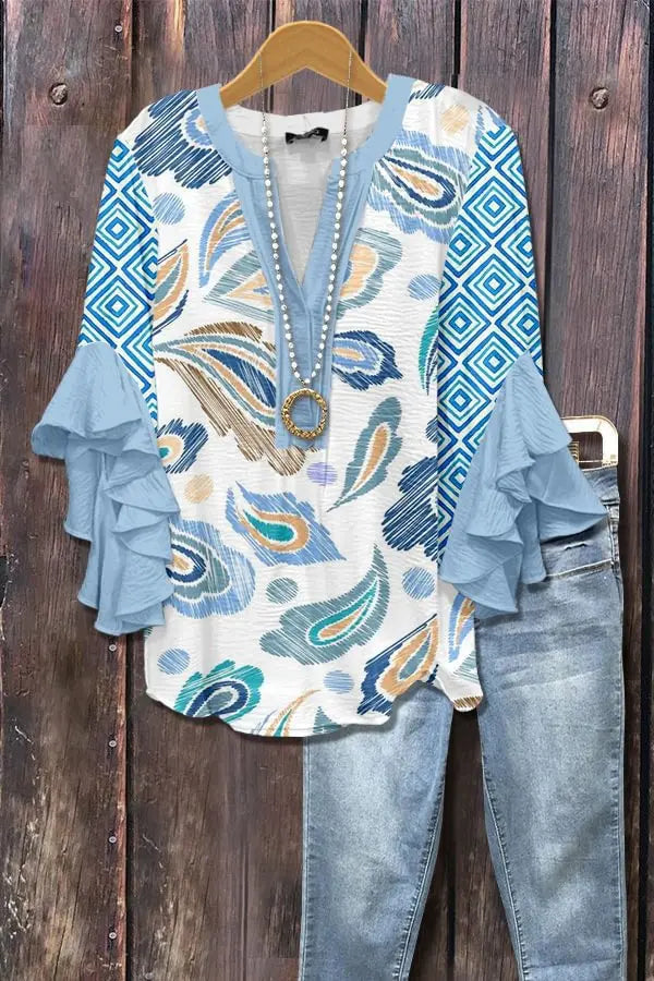 Casual Top With A Creative Floral Print And Digital Printing hercurva