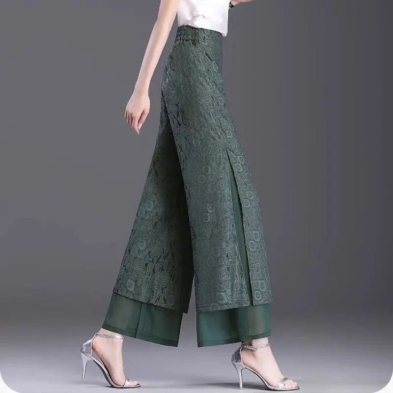 Chinese Style Split Pants Thin High Waist Loose hercurva