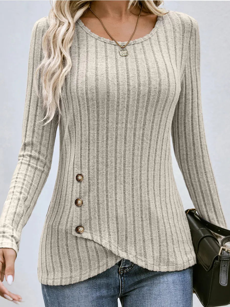 Women's Button Round Neck Sweater hercurva