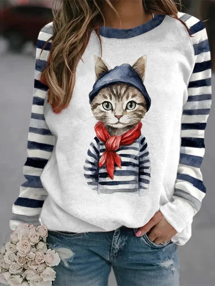 Women's Printed Crew Neck Sweatshirt hercurva