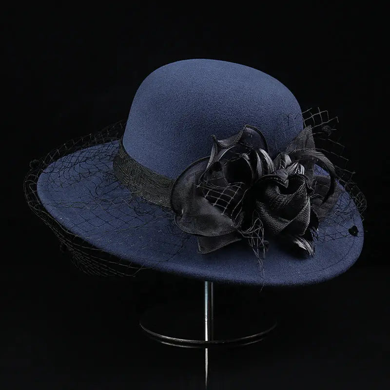 Net Yarn Flowers Woolen Basin Hat Female European And American French Hepburn Style hercurva