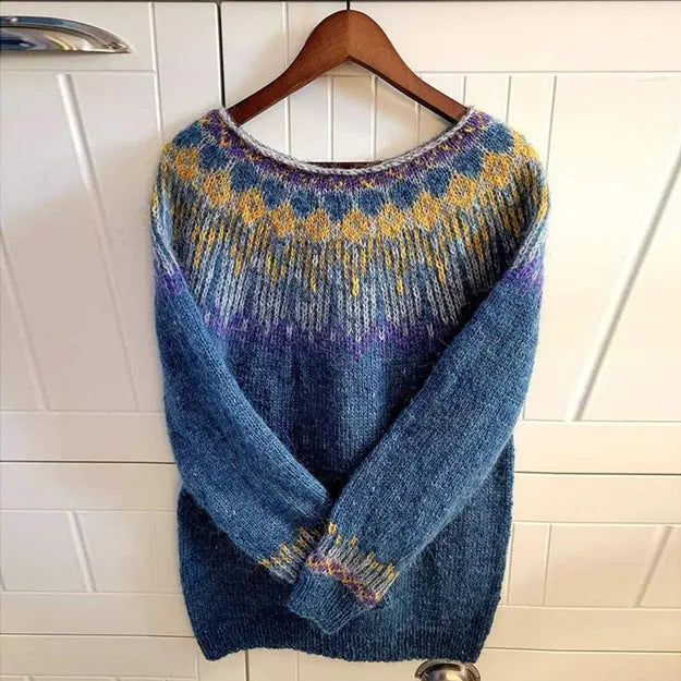 Women's Printed Wear Crew Neck Casual Sweater hercurva