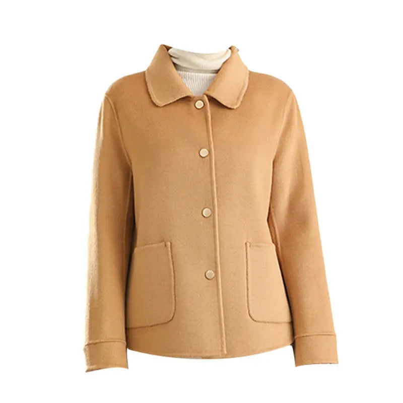 Autumn And Winter New Polo Collar Solid Color Coat For Women hercurva