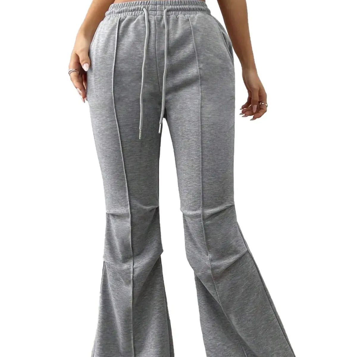 Simple Casual Pants Drawstring Elastic Waist Wide Leg Trousers hercurva