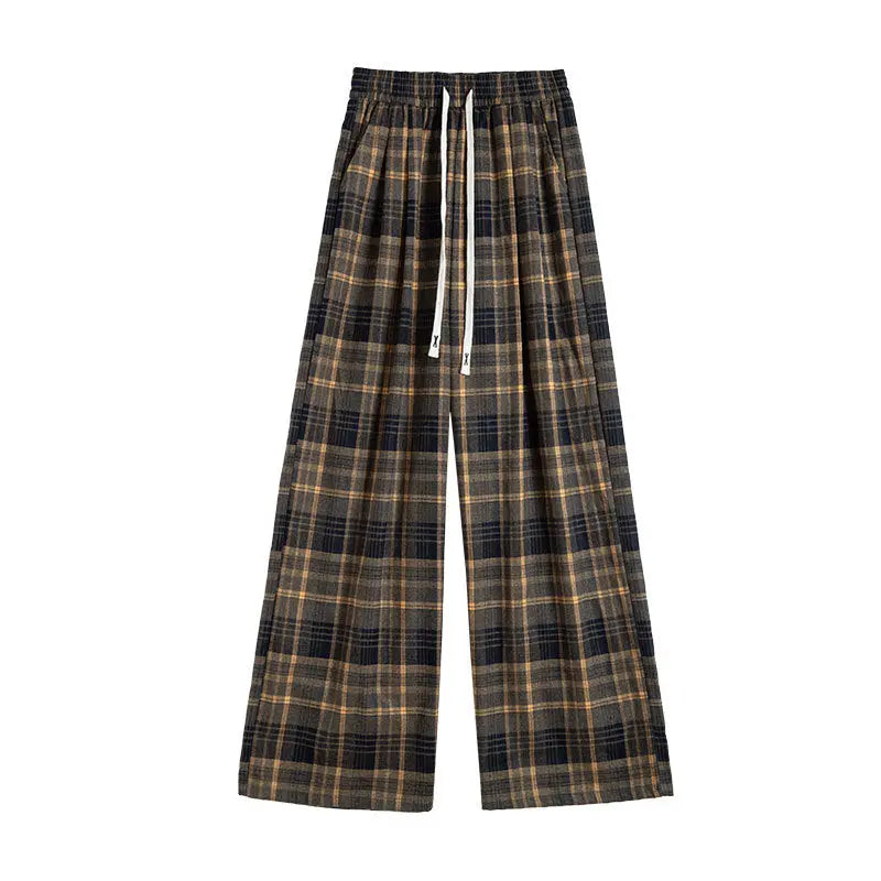 Plaid High Waist Drooping Baggy Pants hercurva