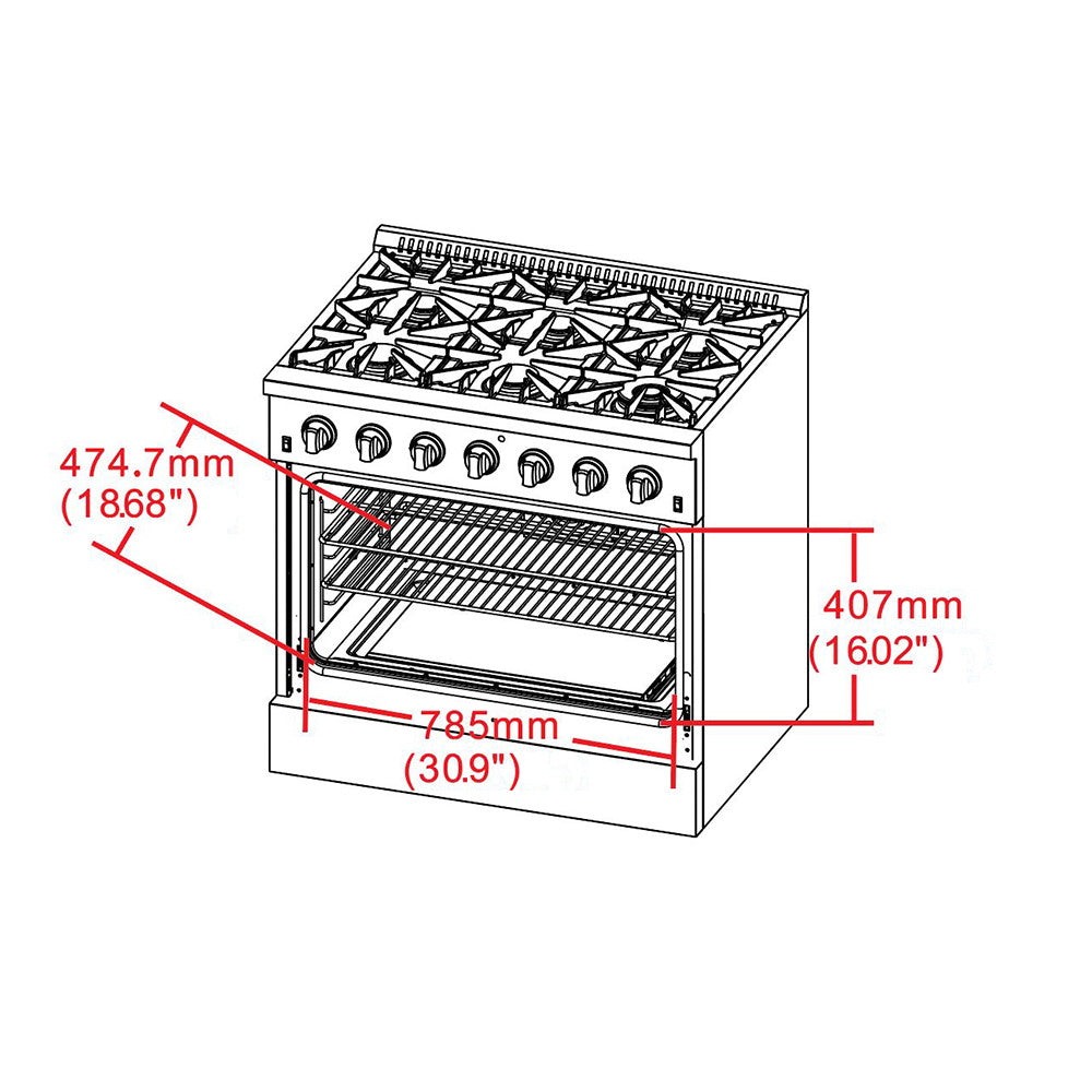Forno FFSGS6260-36 36” Capriasca with FORNO ALTA QUALITA Pro-Style Gas 6 Italian Burners 120,000 BTU All 304 Stainless Steel