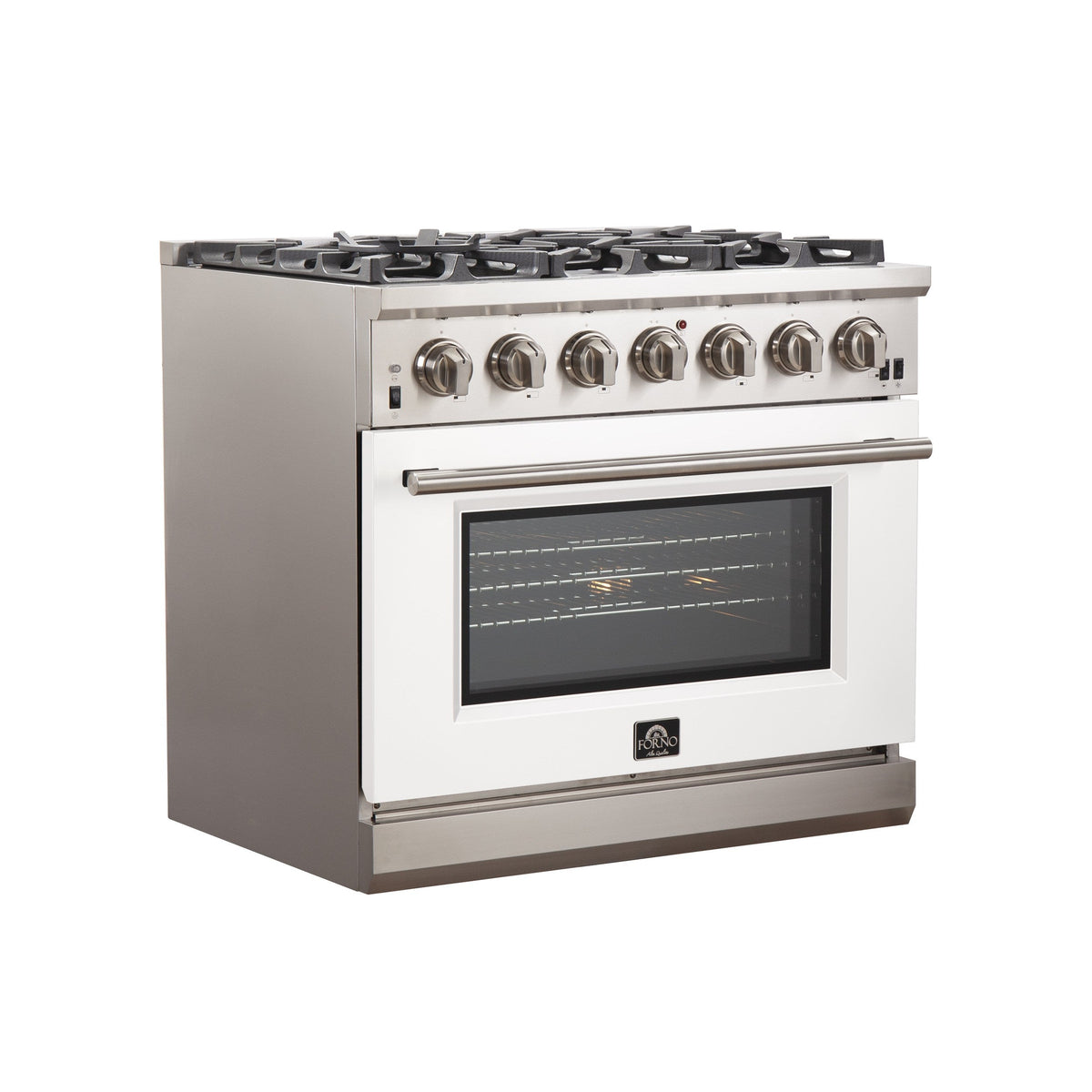 Forno FFSGS6260-36 36” Capriasca with FORNO ALTA QUALITA Pro-Style Gas 6 Italian Burners 120,000 BTU All 304 Stainless Steel