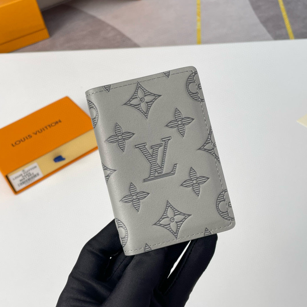 LV POCKET ORGANIZER 11 GRAY MONOGRAM SHADOW CALFSKIN