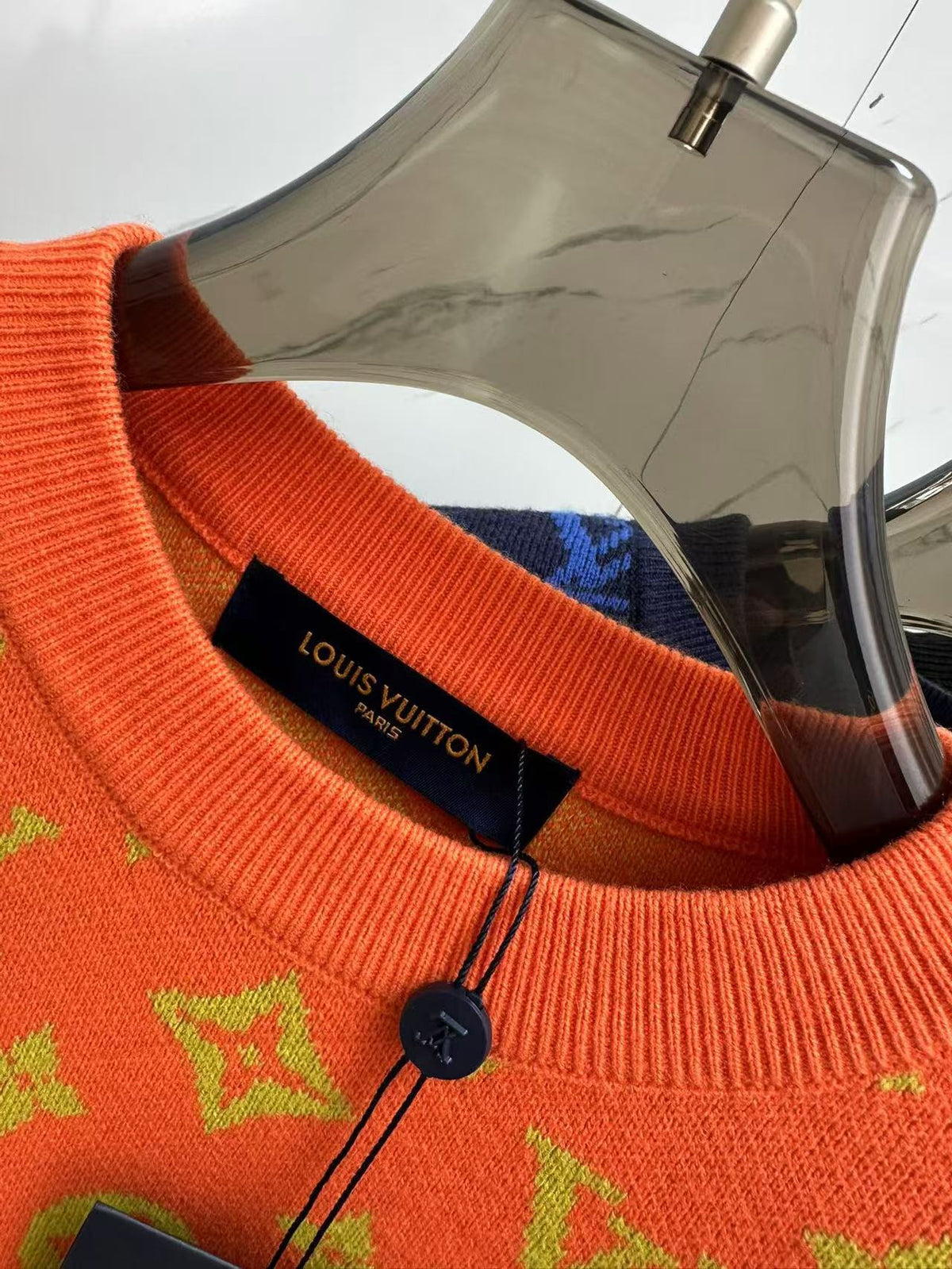 LV Orange Monogram Knit Crew Neck Sweatshirt