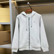 Burberry Checked Thick Hoodie Gray Cotton