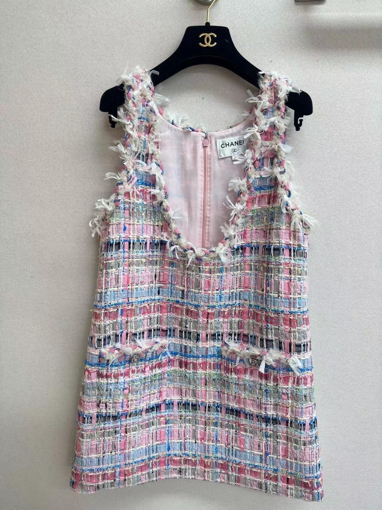 CC V-Shift Dress Multicolor Tweed