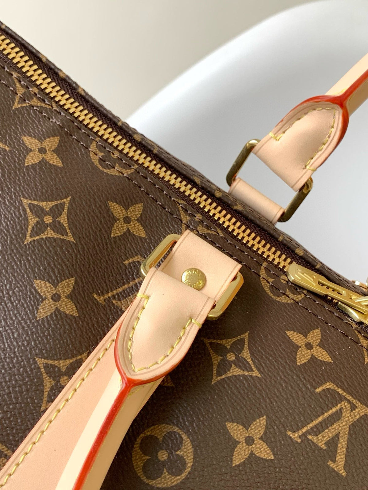 LV Keepall Bandouliere 55 Monogram Canvas Brown Gold Hardware