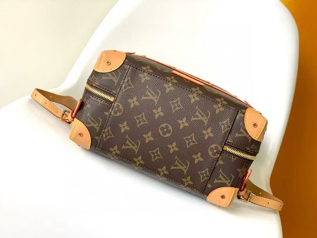 LV Monogram Backpack Brown Gold Leather