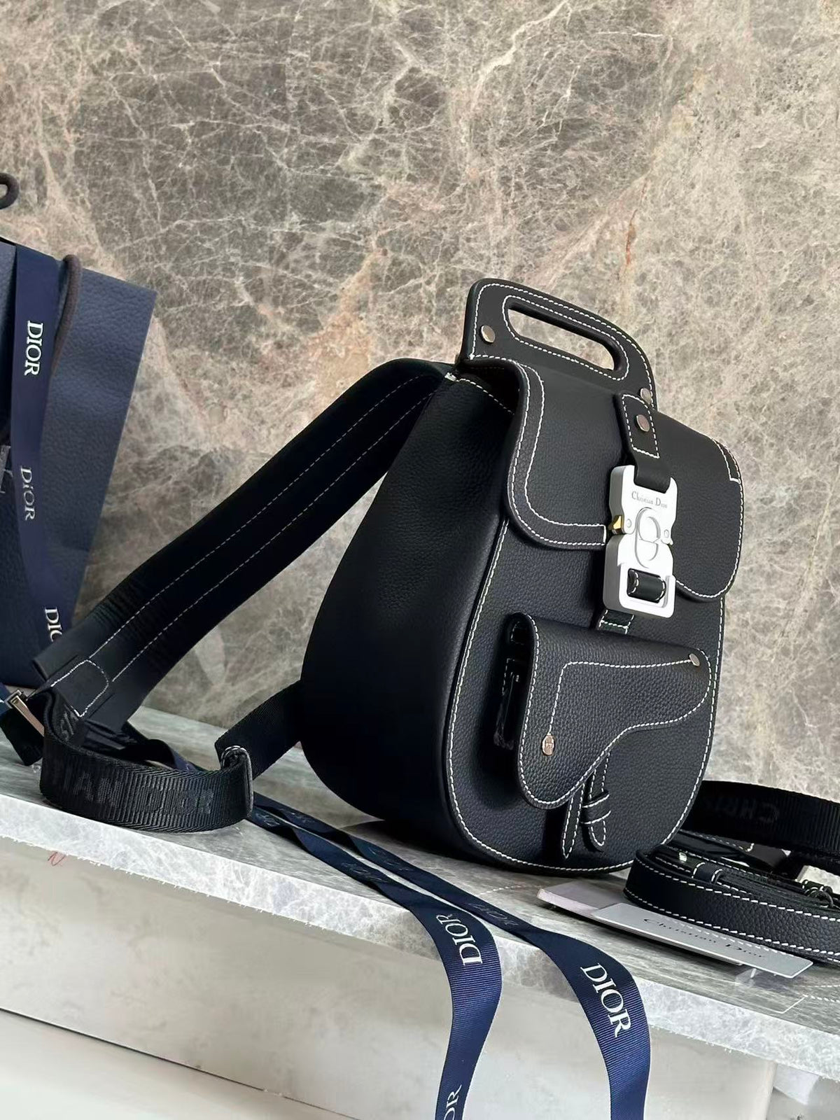 Dior Gallop Sling Bag Black Grained Calfskin