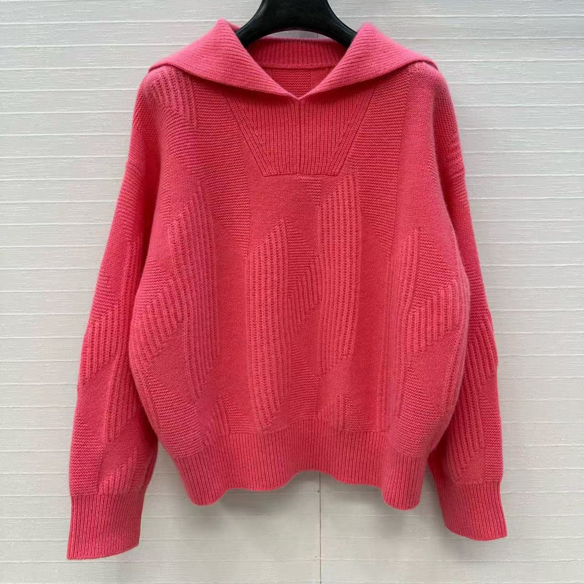HM 25 Rose Pink Cashmere Jacquard Sweater 02658