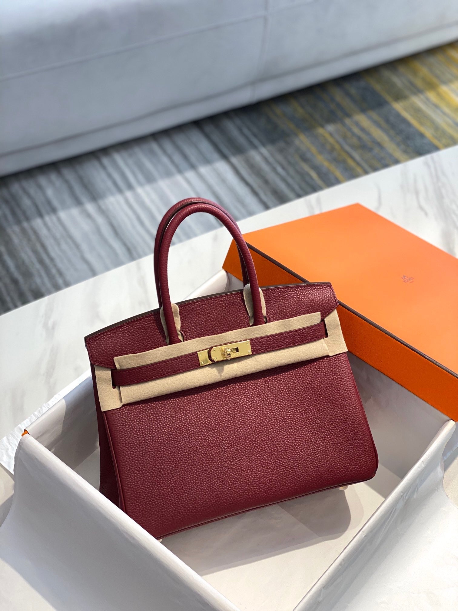HM Birkin Bag Burgundy Togo Leather Gold Hardware