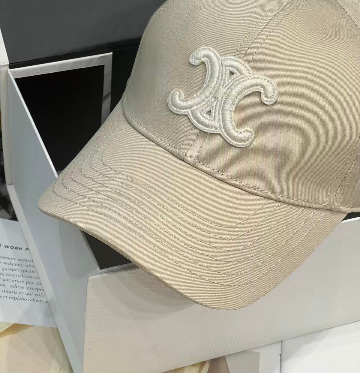 Celine Cap Beige Cotton