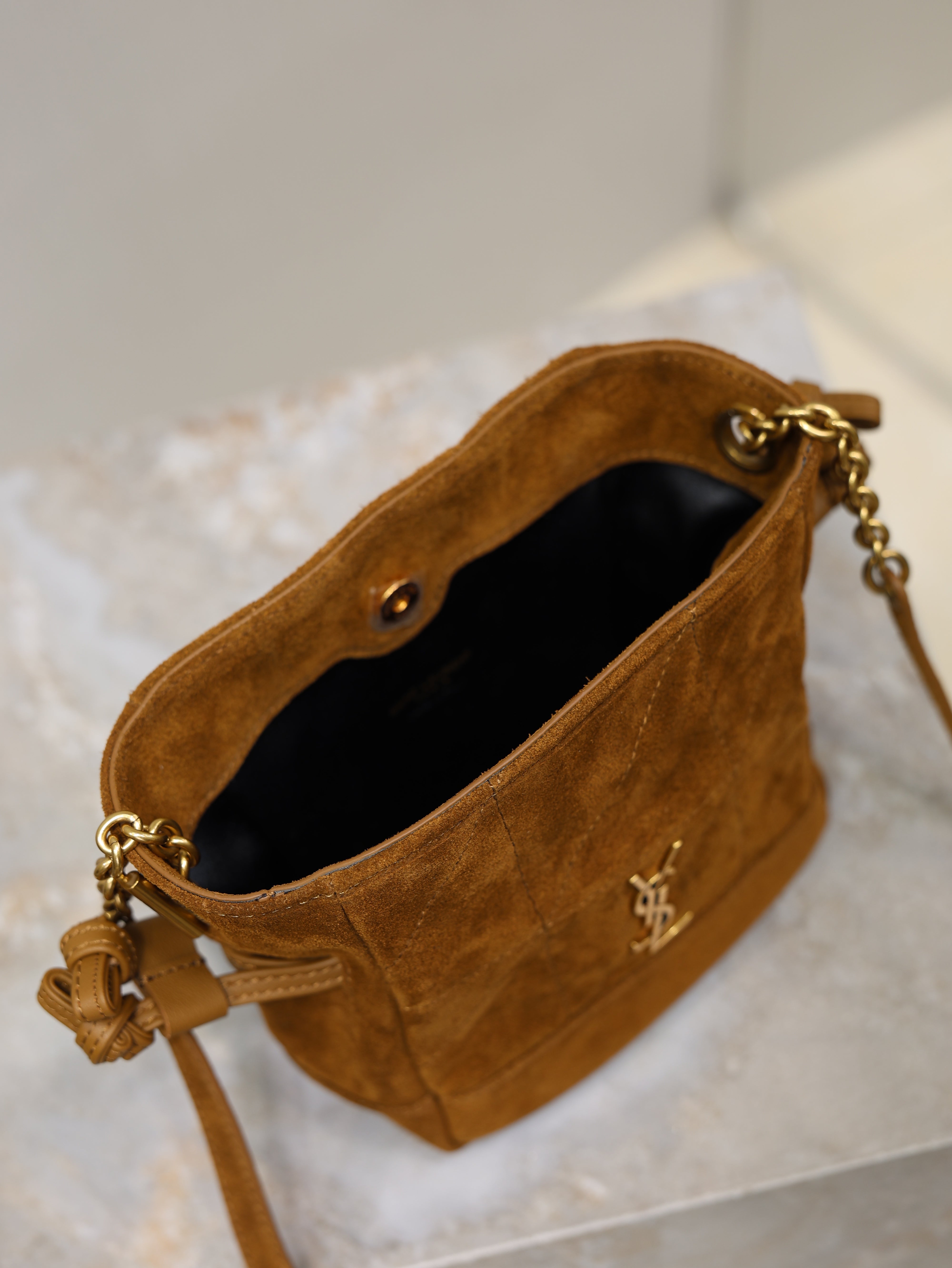 Saint Laurent 2025 Jamie Shopping Bag Brown Suede