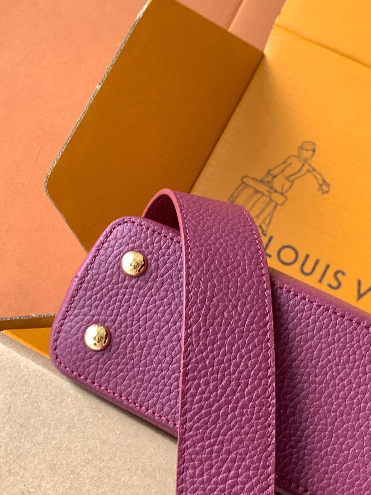 LV 2026 Burgundy Taurillon Leather And Python Mini Capucines Bag