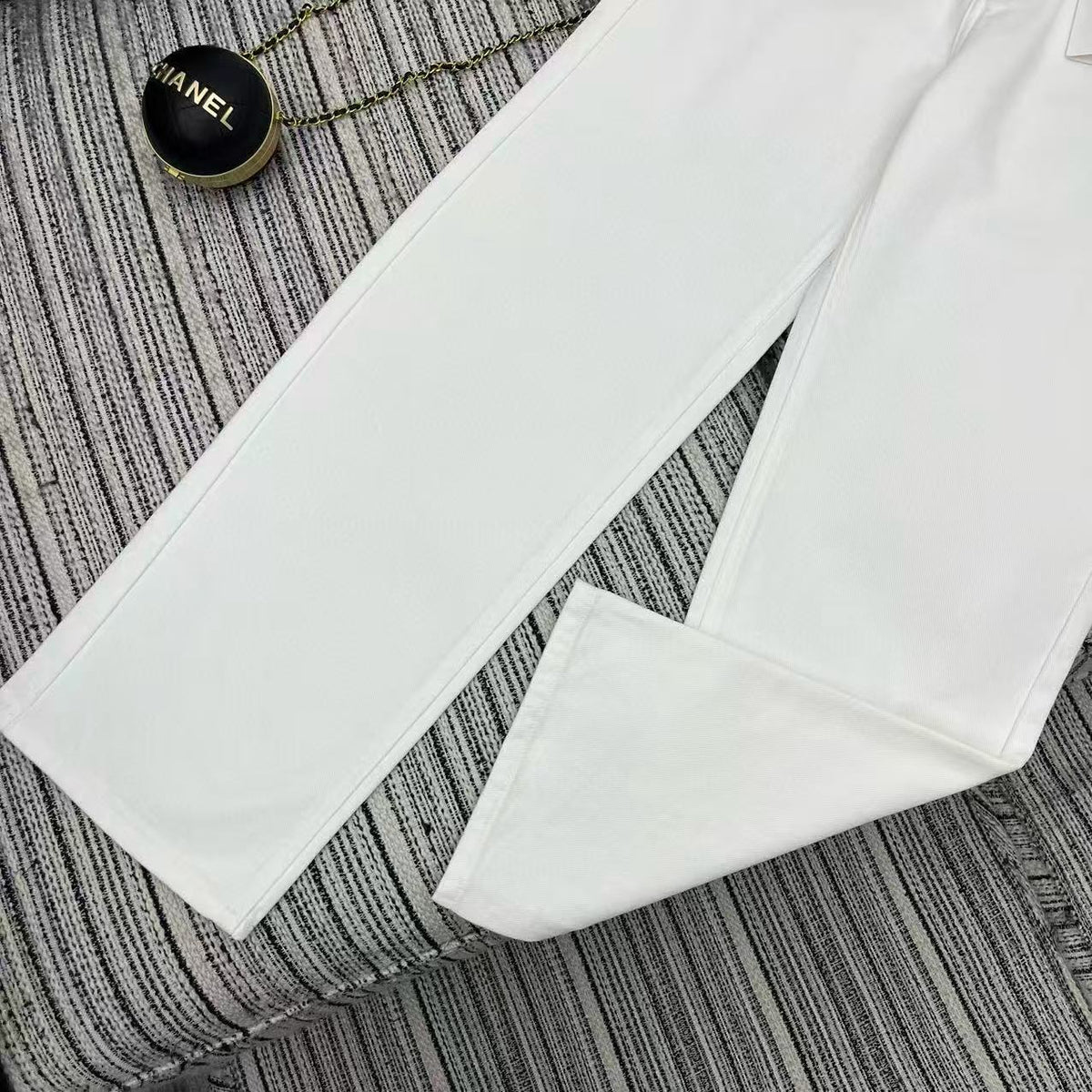 Celine 2026 Boyfriend Jeans 001 White Cotton