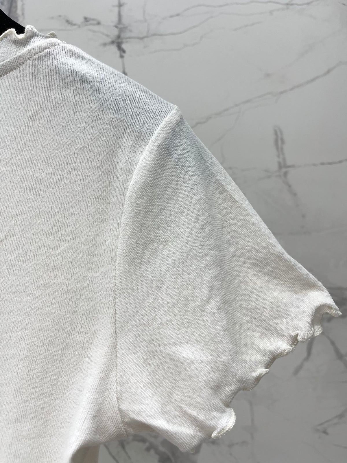 Chanel 2026 Scalloped Neckline T-shirt White Purple Gray Cotton