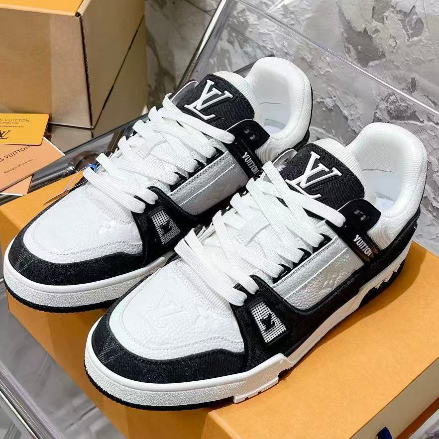 Louis Vuitton 2026 Trainer Black White Monogram Denim Calfskin