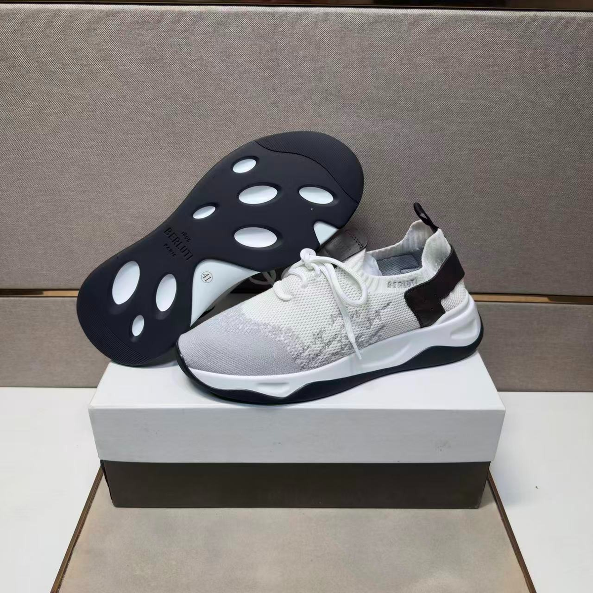 Berluti Shadow 2026 Sneaker White Grey Brown Fabric Leather