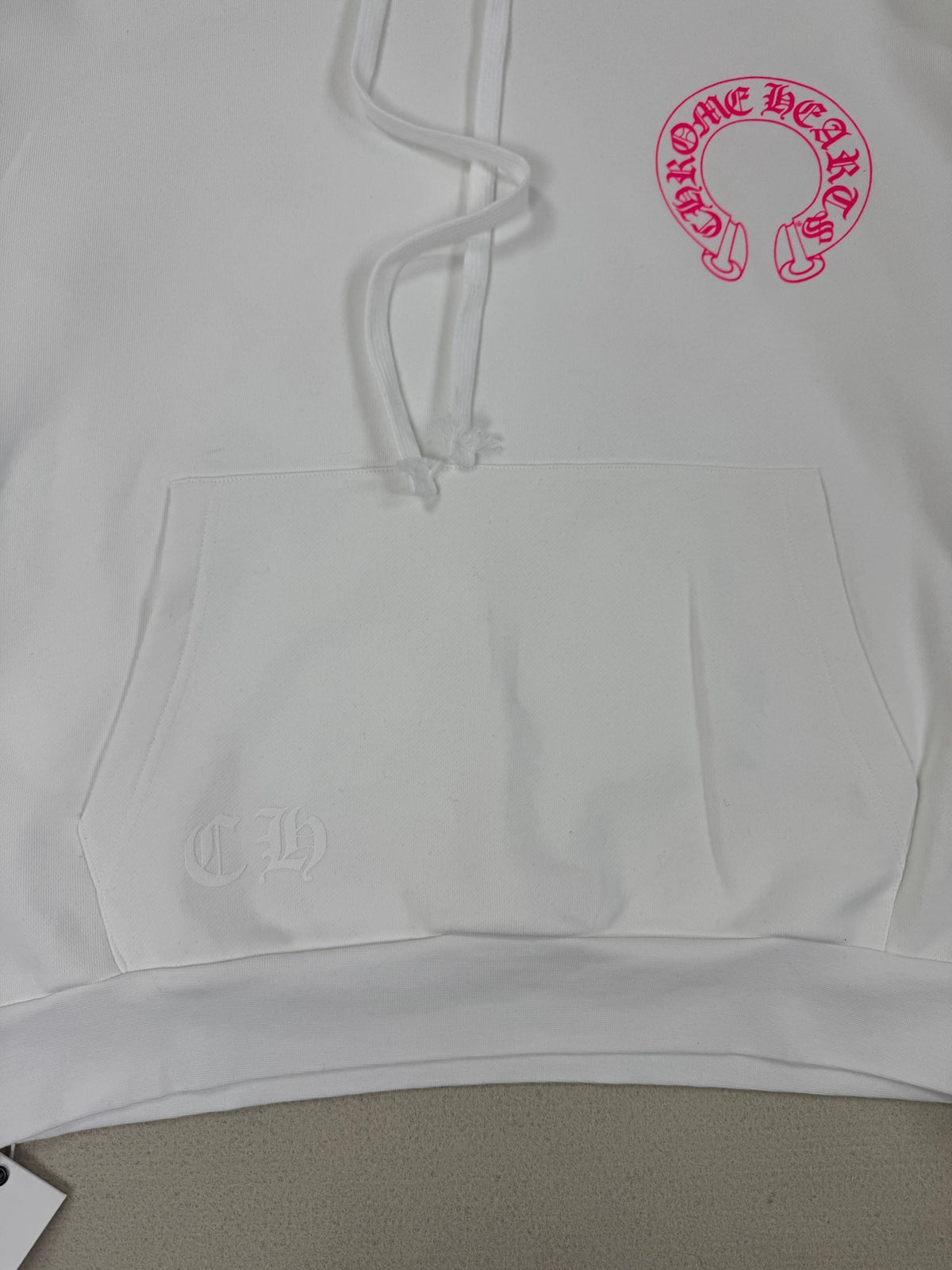 Chrome Hearts 2026 Horseshoe-Logo Graphic Hoodie White Pink Fabric