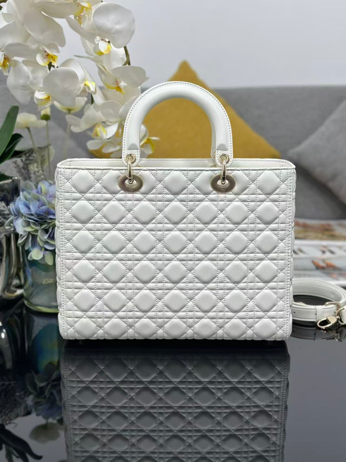 Dior 2026 Lady Bag 32cm White Leather