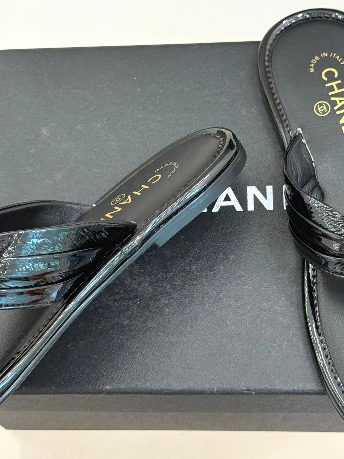 Chanel 2026 Flip-slop Sandal Black Lambskin