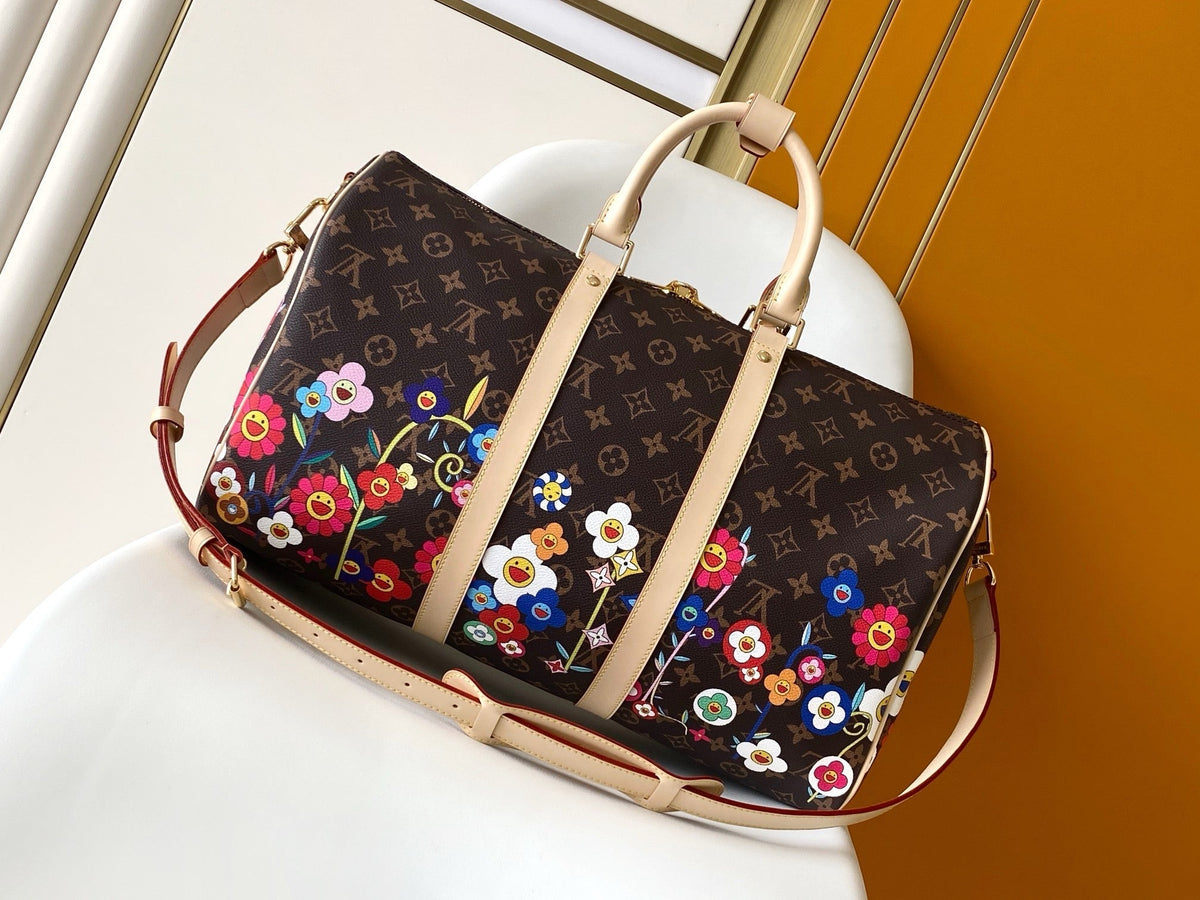 Louis Vuitton x Takashi Murakami 2026 Keepall Bandoulière 45 Brown Leather Canvas