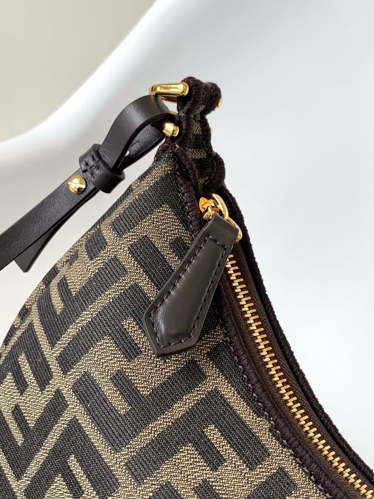 Fendi 2026 Fendigraphy Bag 20cm Brown Fabric Leather